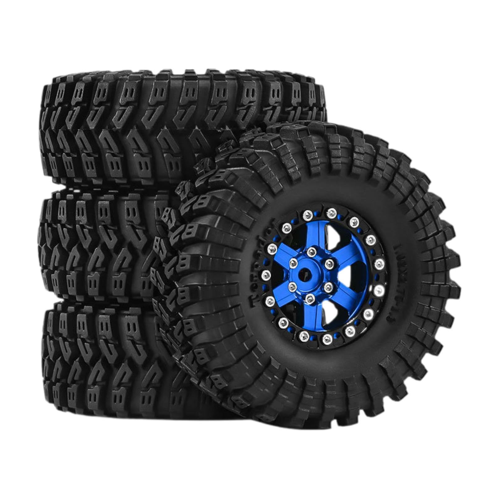 4 Pezzi Ruote Auto Giocattolo Pneumatici Parti Ricambio RC Resistenti in Alluminio Adatti per Modellismo Manutenzione Auto Radiocomandate, Blu