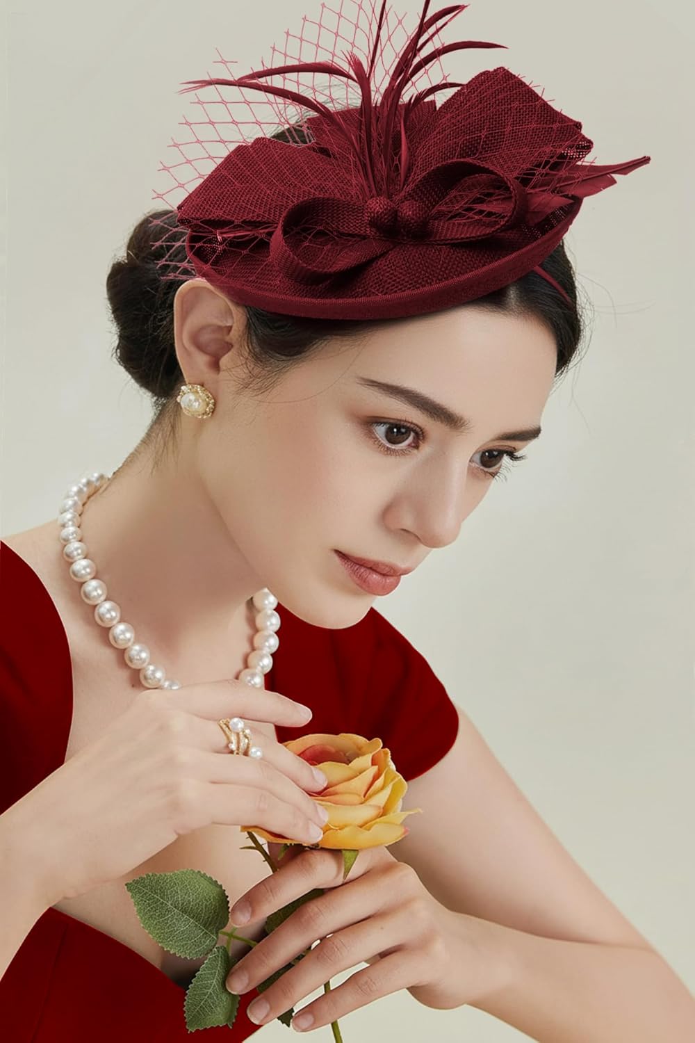 BABEYOND Fascinators Hats for Women - Tea Party 2025 Kentucky Fascinator Pillbox Derby Hat Sinamay Headband with Hair Clip - Image 4