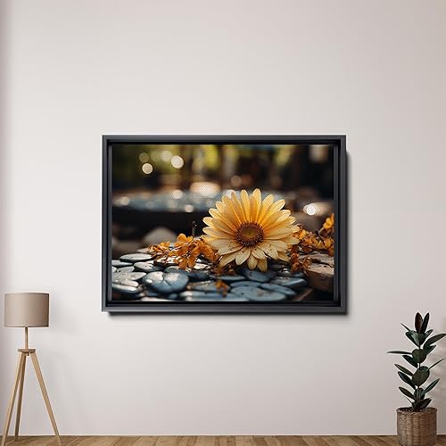 Miniatura 2 de Genius Decor, Modern Yellow Gray Bathroom Wall Art, Decor Zen Flowers, Pictures Canvas Print Relax Soak Unwind, Flower Art, Art prints Rock, yellow