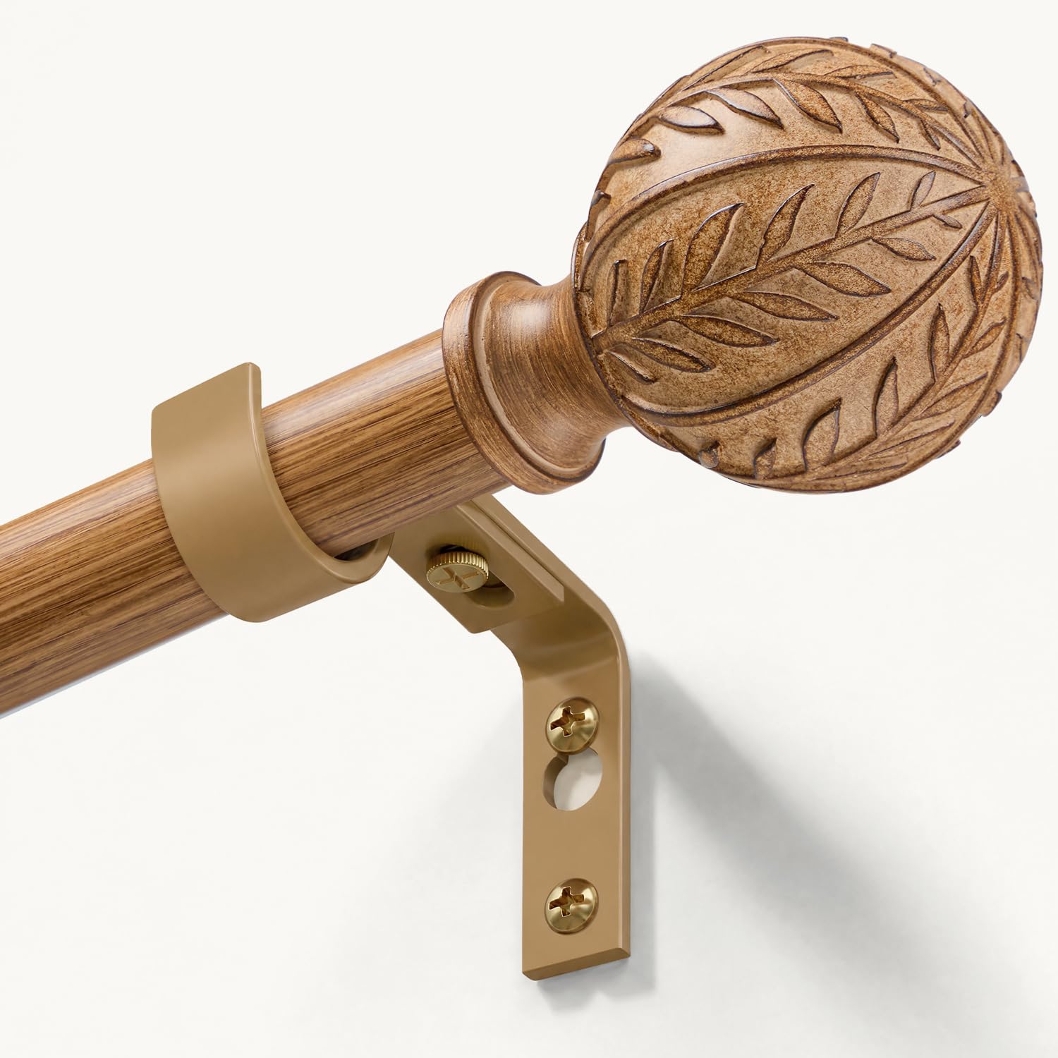 Boho Wood Curtain Rods - Adjustable & Natural -1