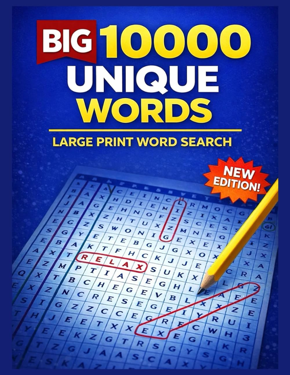 Big 10,000 Word Search Puzzle Book for Adults: Relaxing Large Print Puzzles for Seniors Adults and Teens Fun and Stress Relieving Brain Games