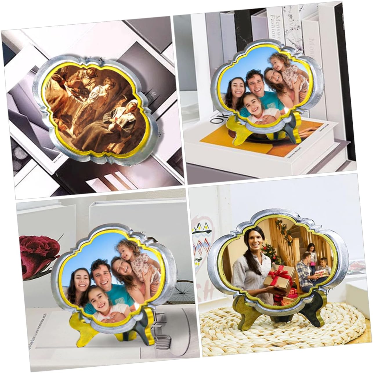 Gadpiparty 2sets European Style Photo Frame Silicone Molds for Crafts Flexible and Reusable Silicone Epoxy Molds Stand for Home Decor