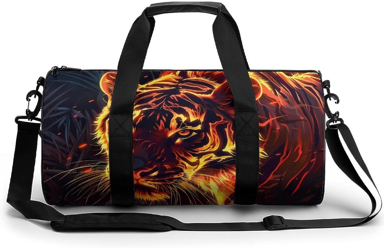 Flame Tiger Gym Sport Bag Travel Duffle Backpack Weekender Overnight with Shoes Compartment for Women Men