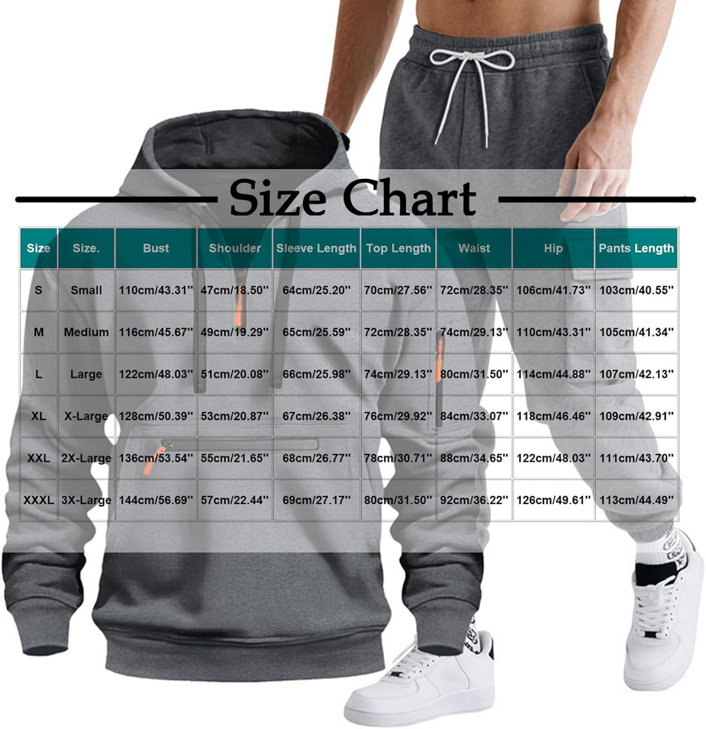 Mens Sweatsuits 2 Piece Set - Half Zip Up Hoodie Sweatshirt And Joggers Sweatpant Sets Casual Athletic Tracksuit