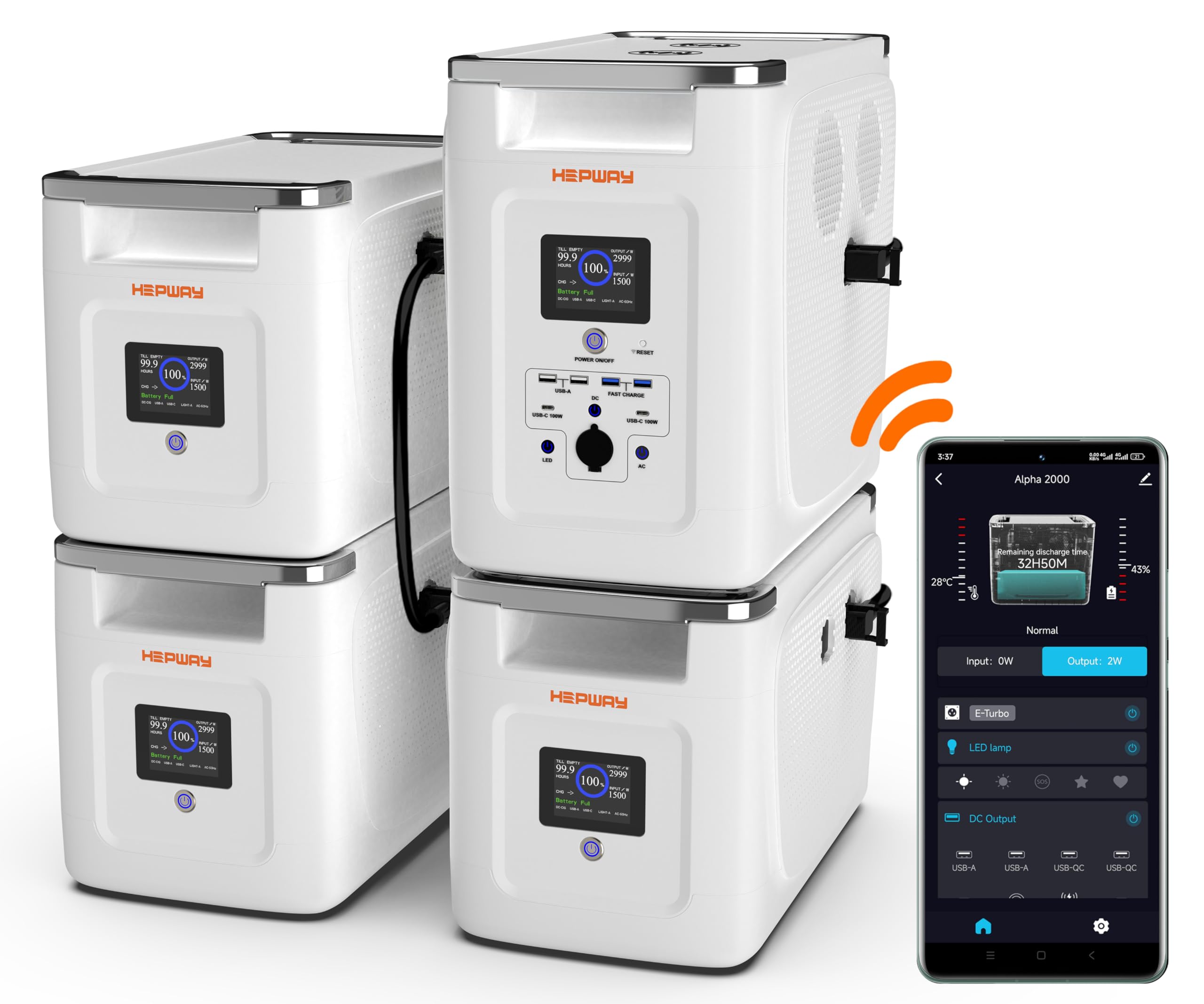 Portable Power Station 2400W 2048Wh LiFePO4 Battery With 3 Expansion Batteries Full Charge in 60 Min Boost 3600W