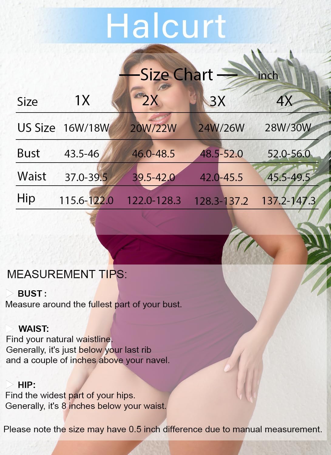 Halcurt Plus Size One Piece Swimsuit for Women Twist Front Tummy Control Full Coverage Retro Bathing Suit - Image 6