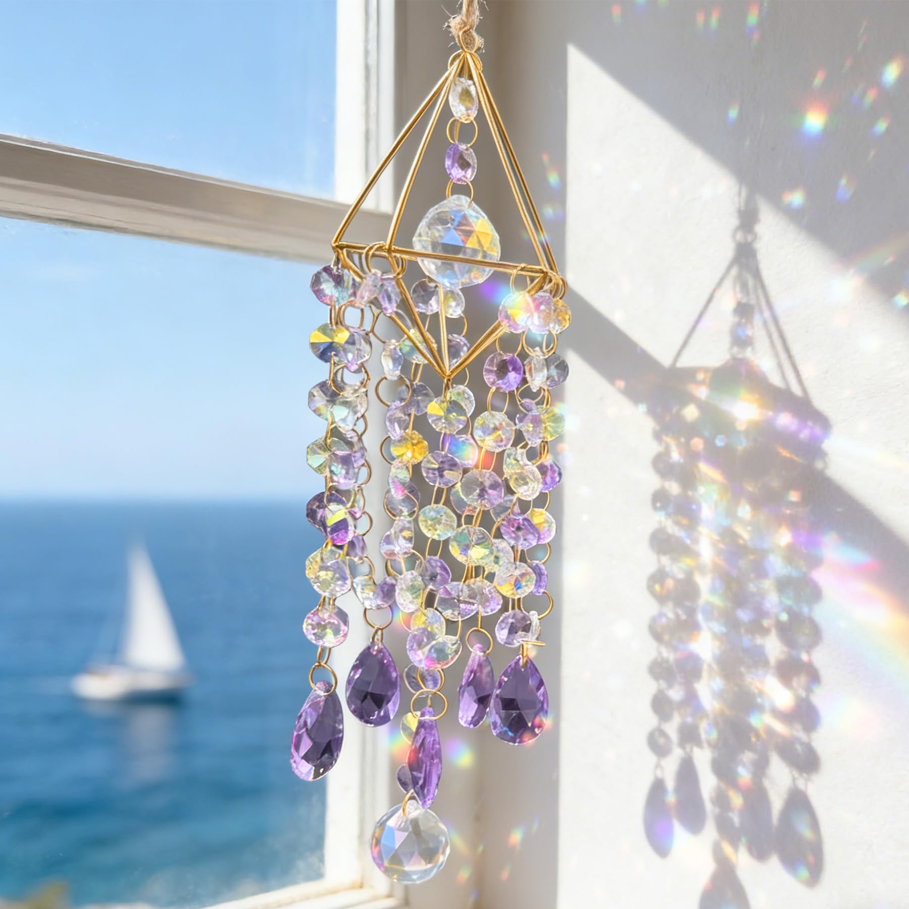 VEEKAY Acchiappasole Cristallo,di Cristallo a Prisma,Pendenti Prismi Cristallo,Pendenti Suncatcher Decorazione,per Decorazioni Casa Giardino Finestra Outdoor