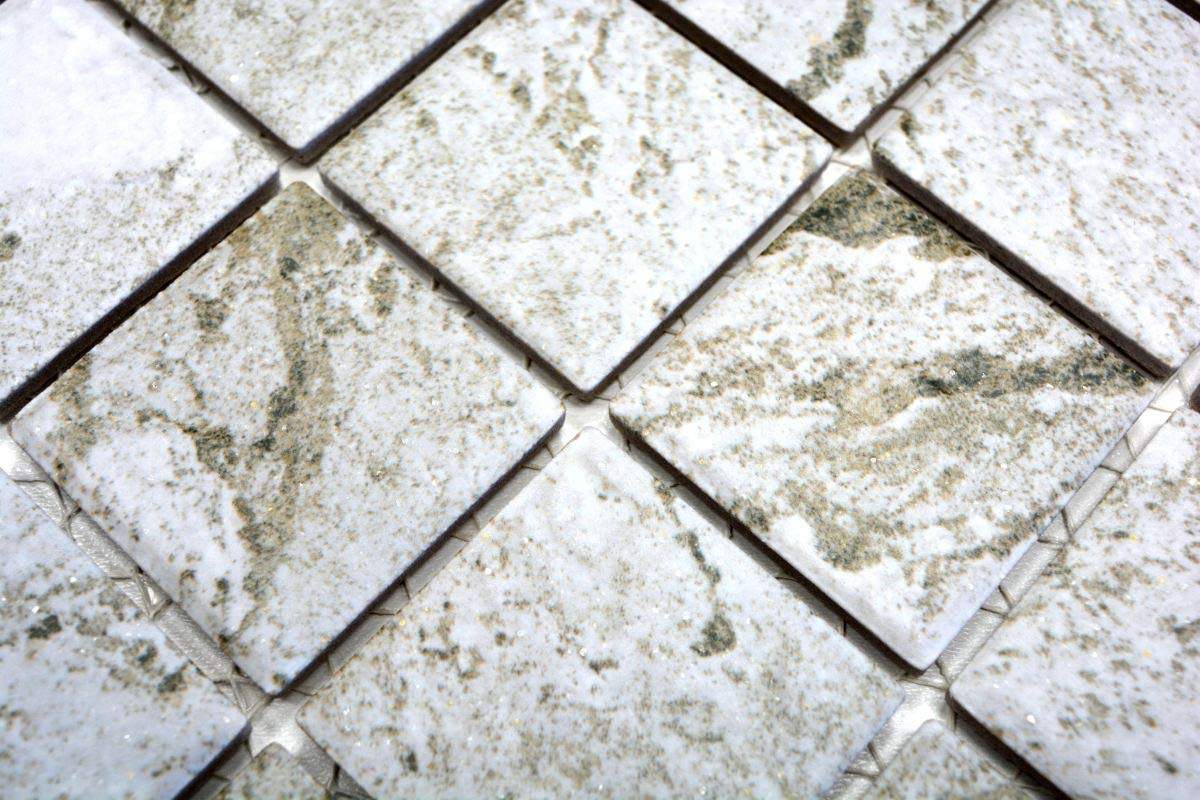Mosaik Carrelage en céramique effet pierre Gris clair pour WC WC WC et salle de bain avec 10 tapis de mosaïque