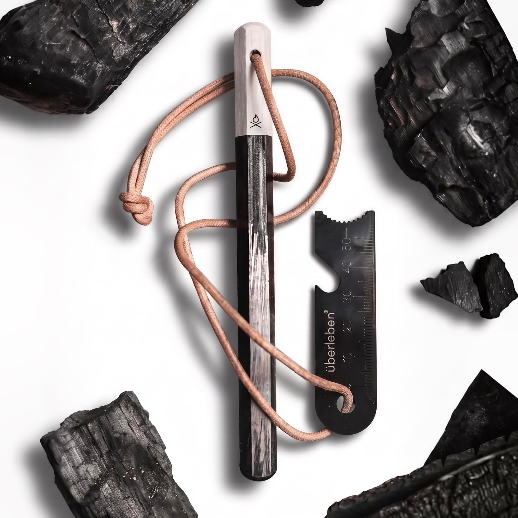Hexå Fire Starter - Hexagon Ferro Rod with 6 Wide Striking Surfaces - 1/2" Thick Fire Steel - 20,000+ Strikes - Survival Igniter with Leather Neck Lanyard & Multi-Tool Striker