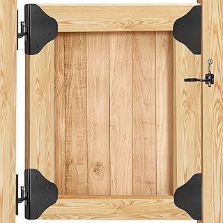 Magacyo Fence Gate Kit Gate Hardware with Gate Latch - Updated 90 Degree Right Angle Gate Hinges - Anti Sag Gate Kit - Gate Corner Brace Bracket (1 Set)