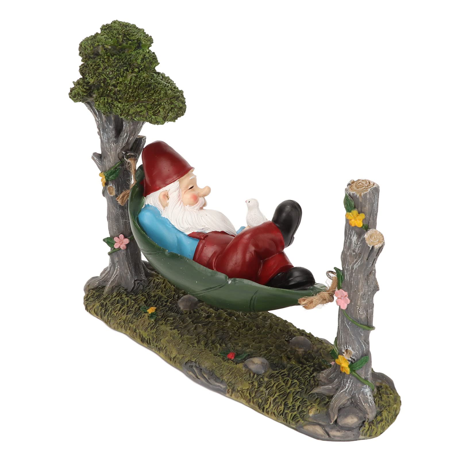 Gnomos Decoraciones Patio, 7.3 X 3.1 X 9.4 Pulgadas Estatuas Gnomo Hamaca Resina Pintadas Mano, Decoración Jardín al Aire Libre para el Hogar, Césped, Patio
