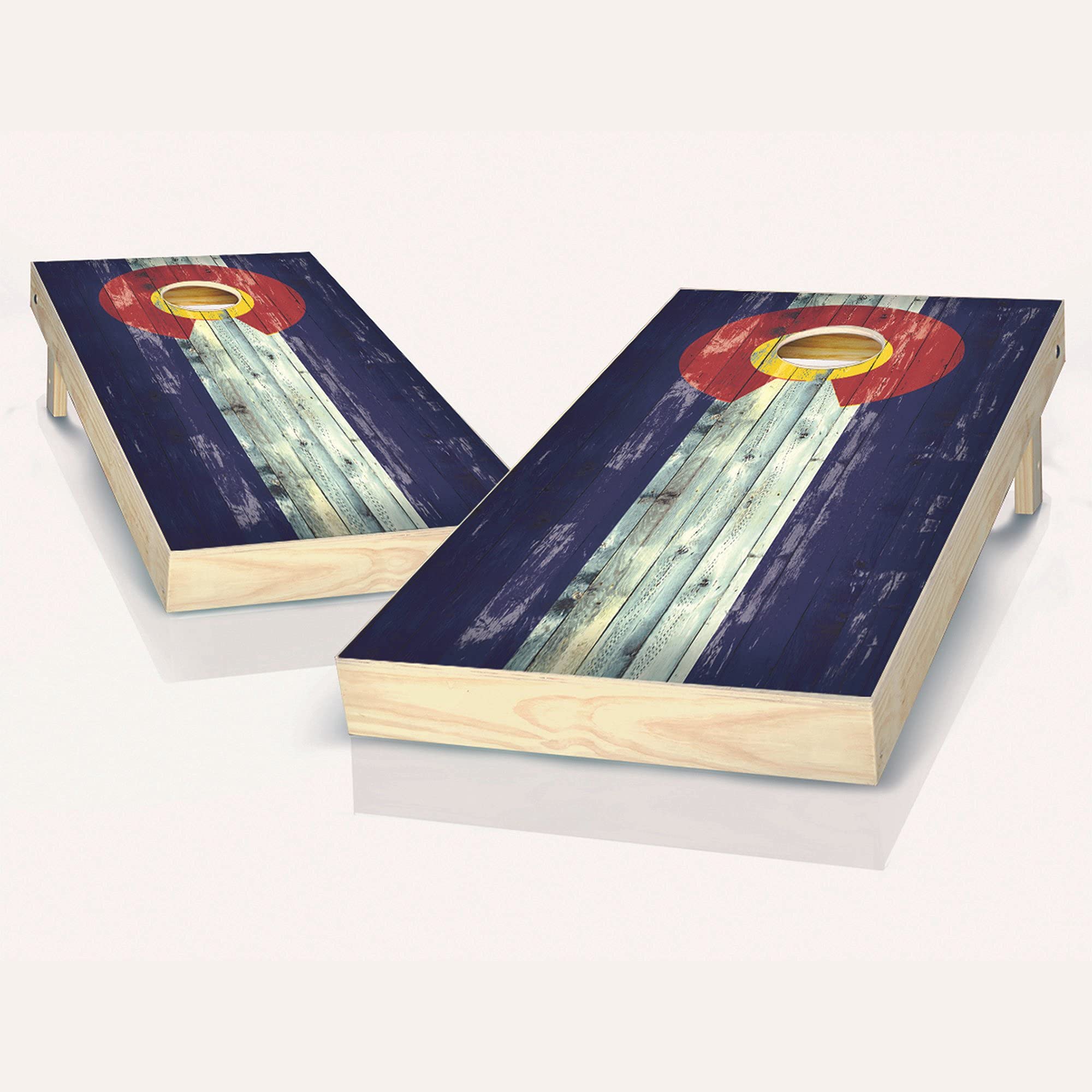 Skip's Garage Colorado Distressed State Flag Cornhole Boards - Great Gift for Family and Children