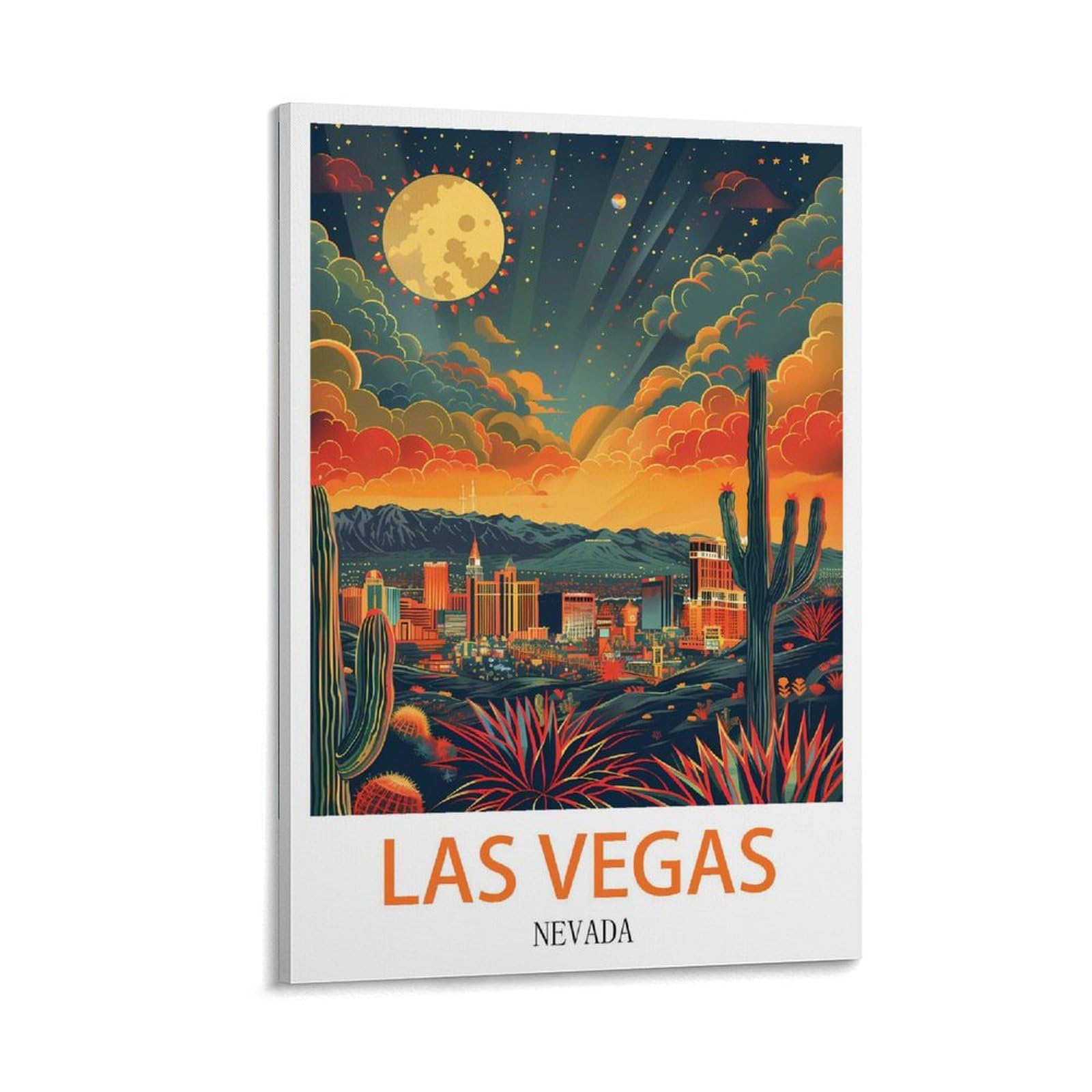 Hsayyiii Frame-Style Las Vegas Nevada Vintage Travel Posters 08X12inch(20X30cm) Canvas Art Poster And Wall Art Picture Print Bedroom Decor