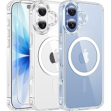 FNTCASE for iPhone 17 Case Clear: Magnetic Phone Cases with Screen Protector Drop Proof Compatible with Magsafe Slim Anti Yellowing Rugged Shockproof Protective Transparent Cell Cover (A-Clear)