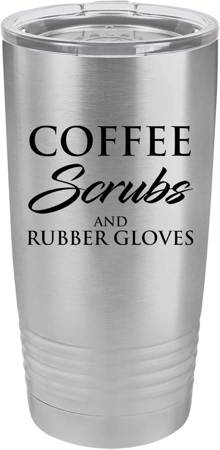Tumbler Stainless Steel Vacuum Insulated Travel Mug Coffee Scrubs And Rubber Gloves Nurse Doctor Dentist Dental Assistant Therapist (Purple, 20 oz)