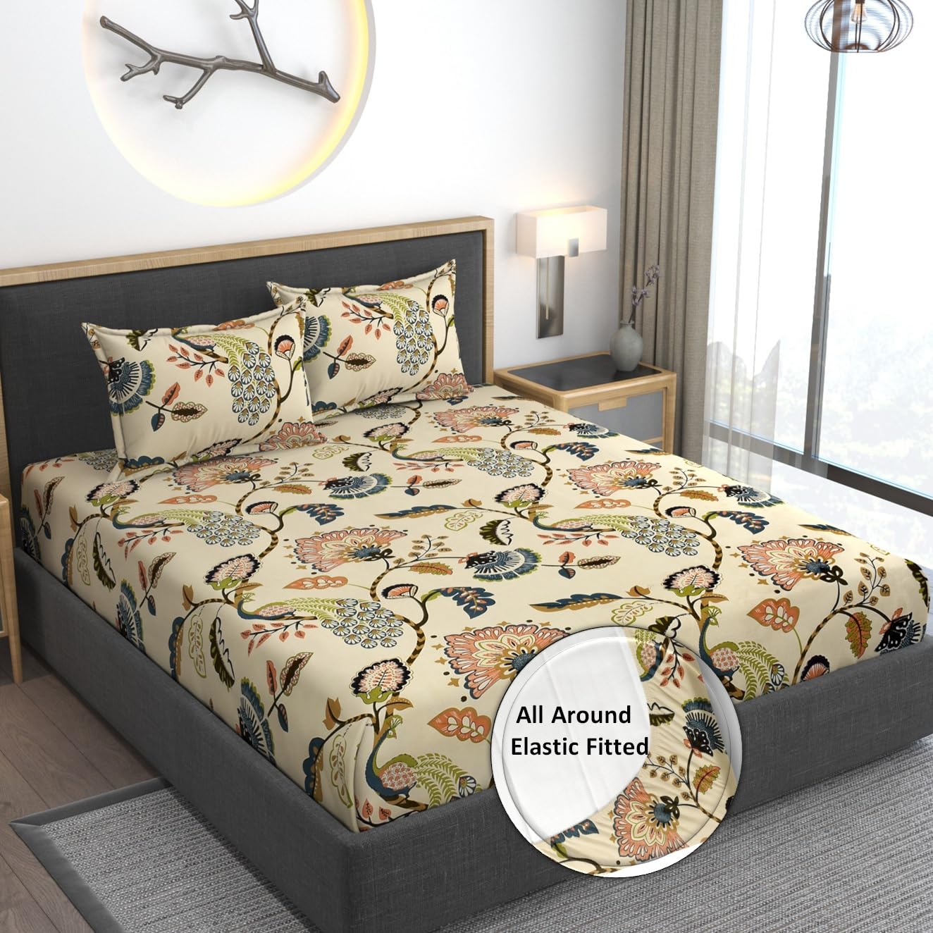 King Size Fitted Bedsheet - Premium Cotton Feel -21