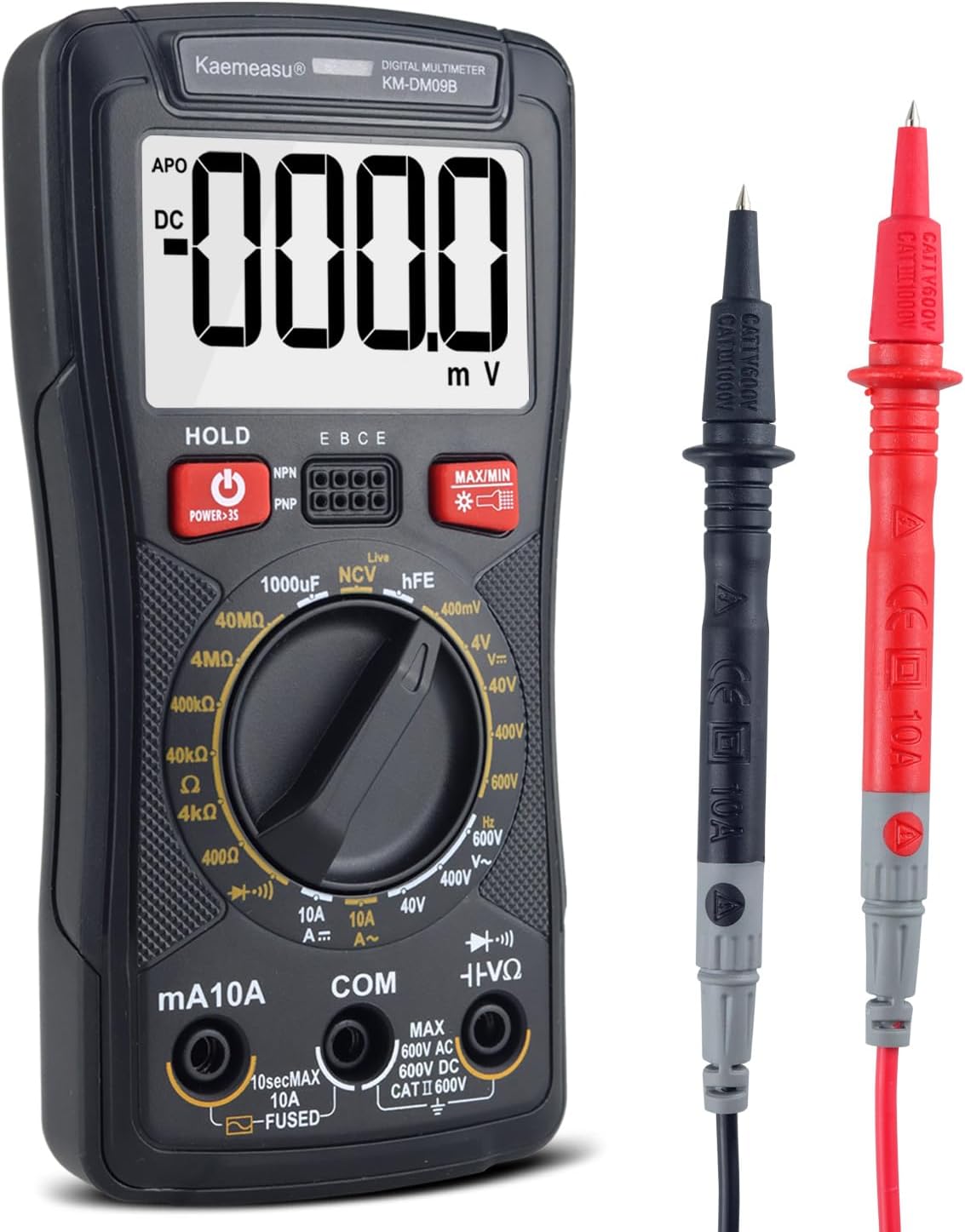 Digital Multimeter Handheld Tester 4000 Counts with NCV Function Suitable for Home Industrial and Automotive Use Diode hFE Tester Smart Multimeter Electronic Service Tool KM-DM09 Series (KM-DM09B)