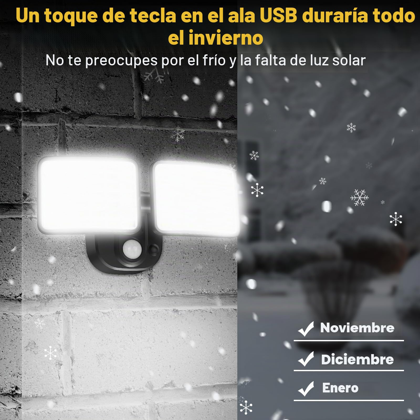 Lámpara recargable para exteriores con detector de movimiento, batería (1-3 meses de duración), foco LED con detector de movimiento para exteriores, recargable, para garaje, jardín, patio
