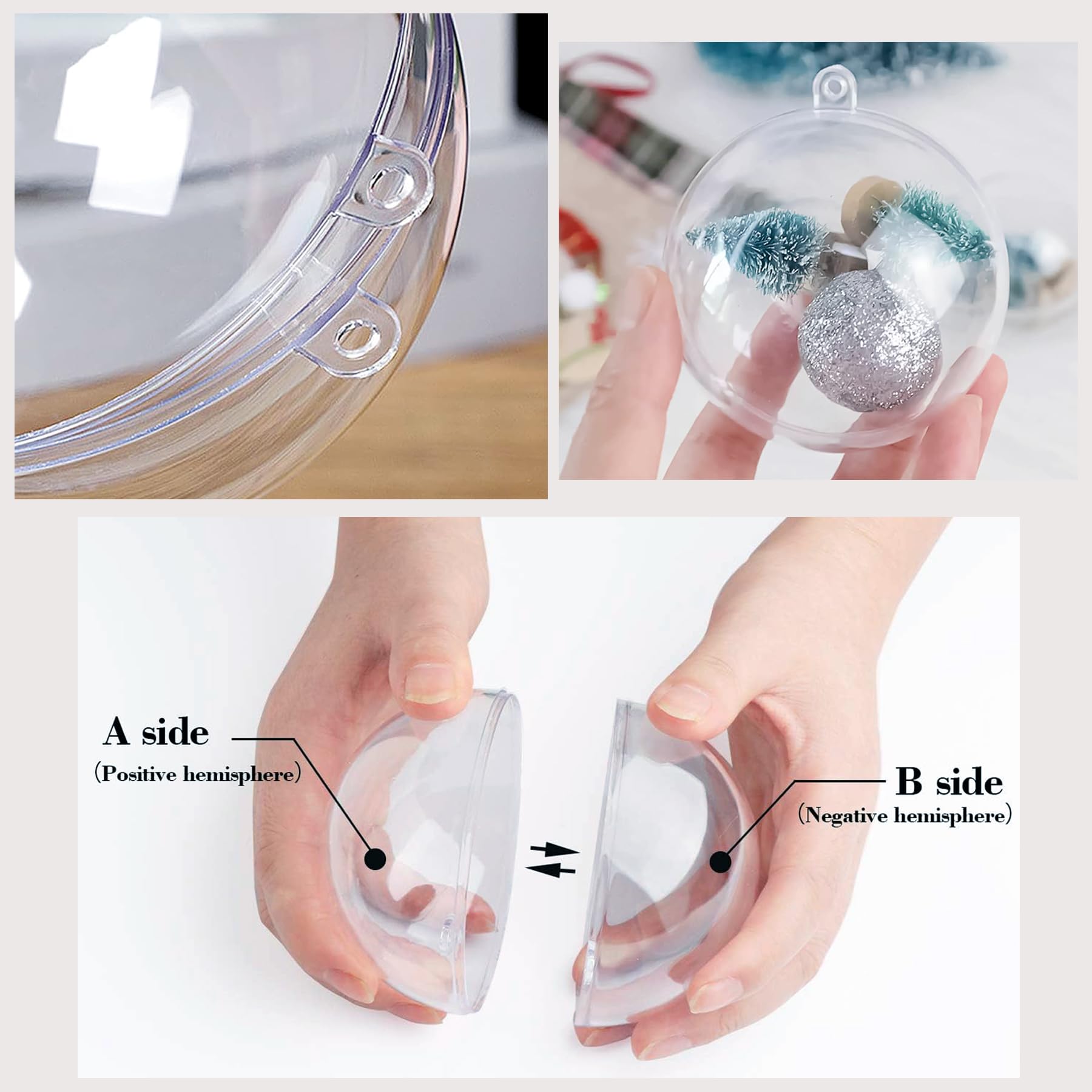20 Boules De Noël Transparentes 4cm - Remplissables DIY - Déco Sapin, Table - Acrylique Réutilisable
