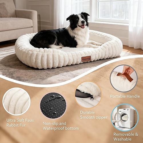 Miniatura 6 de Linda cama lavable para perro de tamaño mediano, cama calmante de felpa suave para cachorros con cubierta extraíble de cremallera y parte inferior