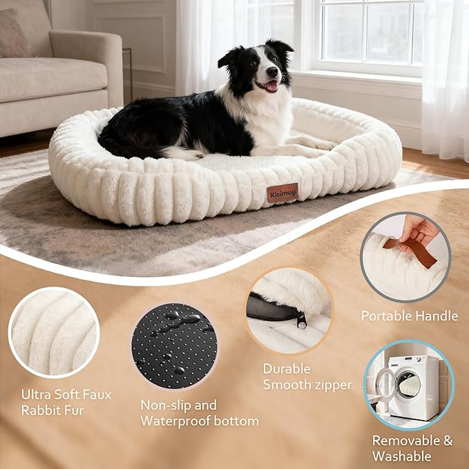Cama para Perro Grande 43x31 Pulgadas Lavable Antiansiedad miniatura 3