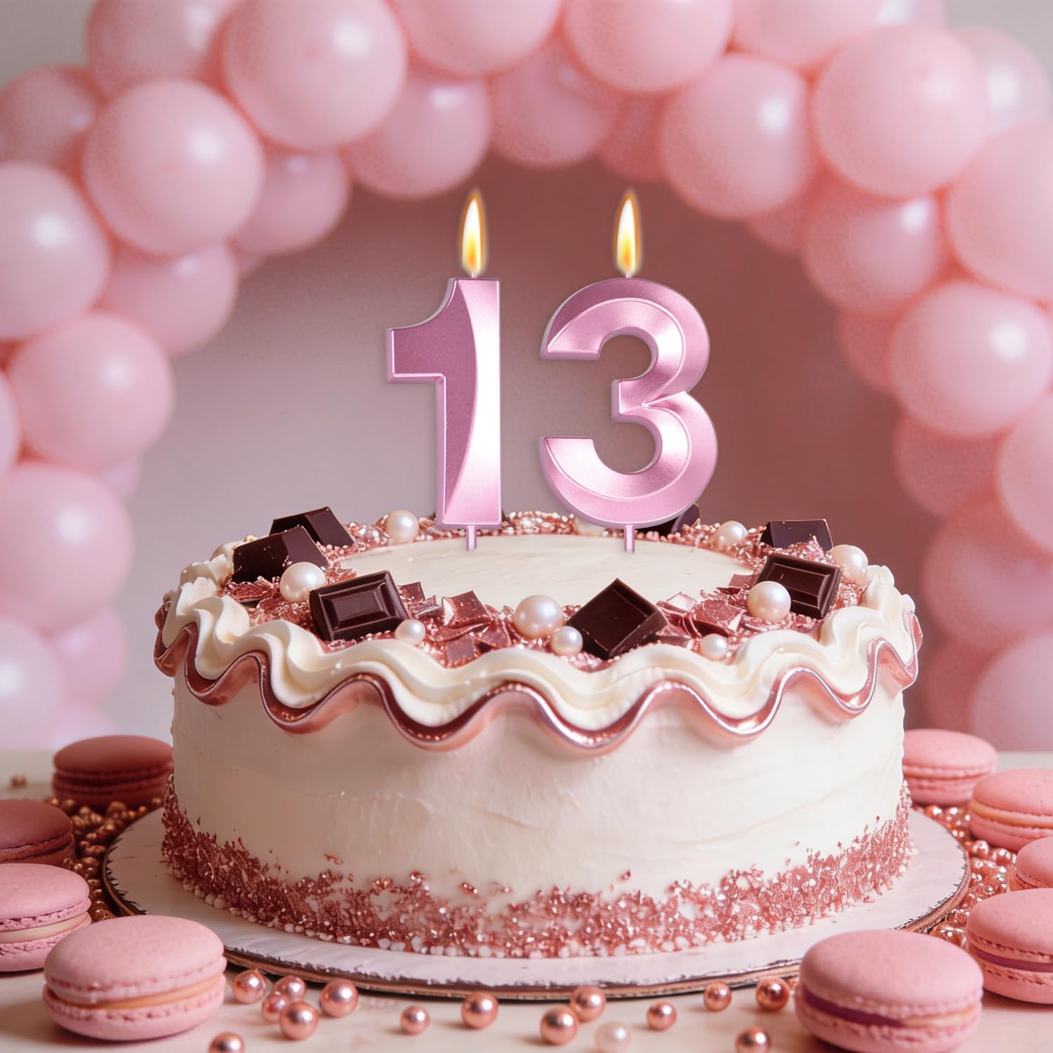 Large 2.76 inch Number Candles 32 Birthday Decorations for Women，Pink 32 Candle for 32nd Birthday Decorations for Her, Rose Gold 32th Cake Topper for 32 Year Old Party Decoration, Decor Supplies