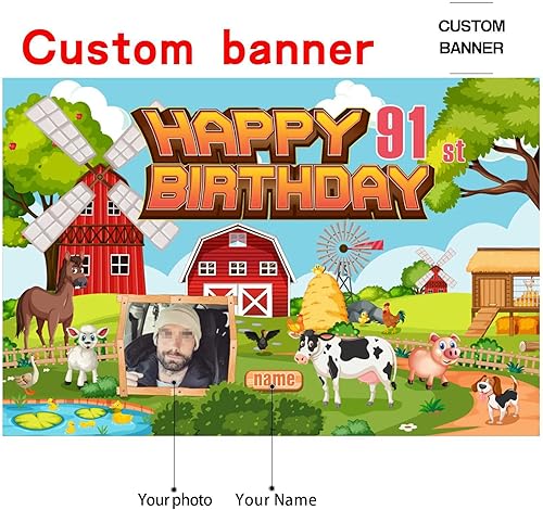 Vista 27 de Cartel personalizado de decoración de cumpleaños 91 con temática de castillo y princesa, pancarta de tela personalizada para suministros de fiesta