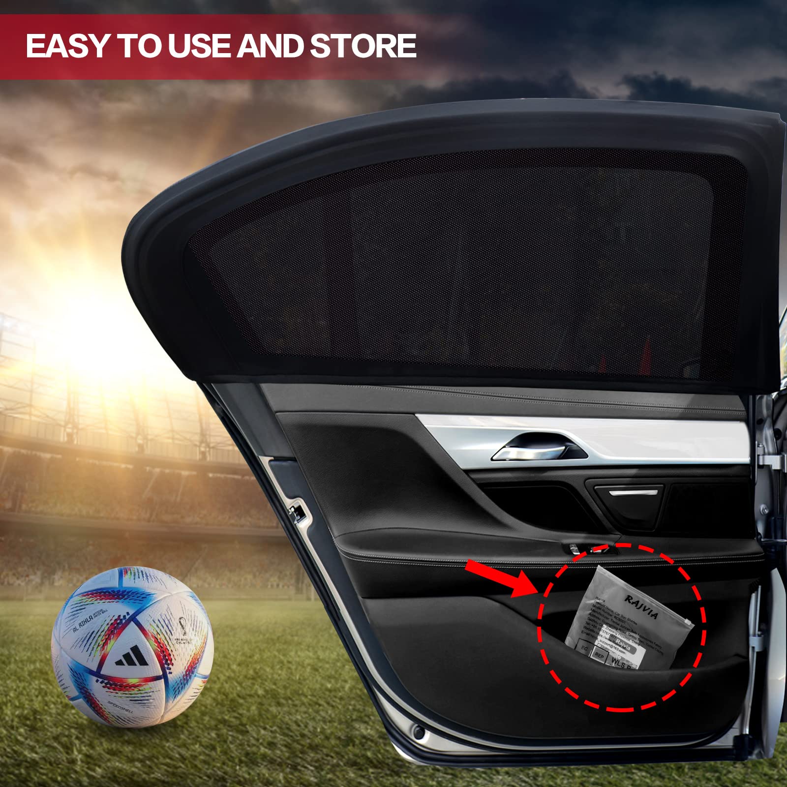 Rajvia Tendine Parasole Auto Bambini,Oscuranti Misura Universale Senza Ventose Esterne Protezione Neonati da Raggi UV Autoaderente Automatica Kit Finestrini Posteriori (Set 2 Pezzi)(XL)