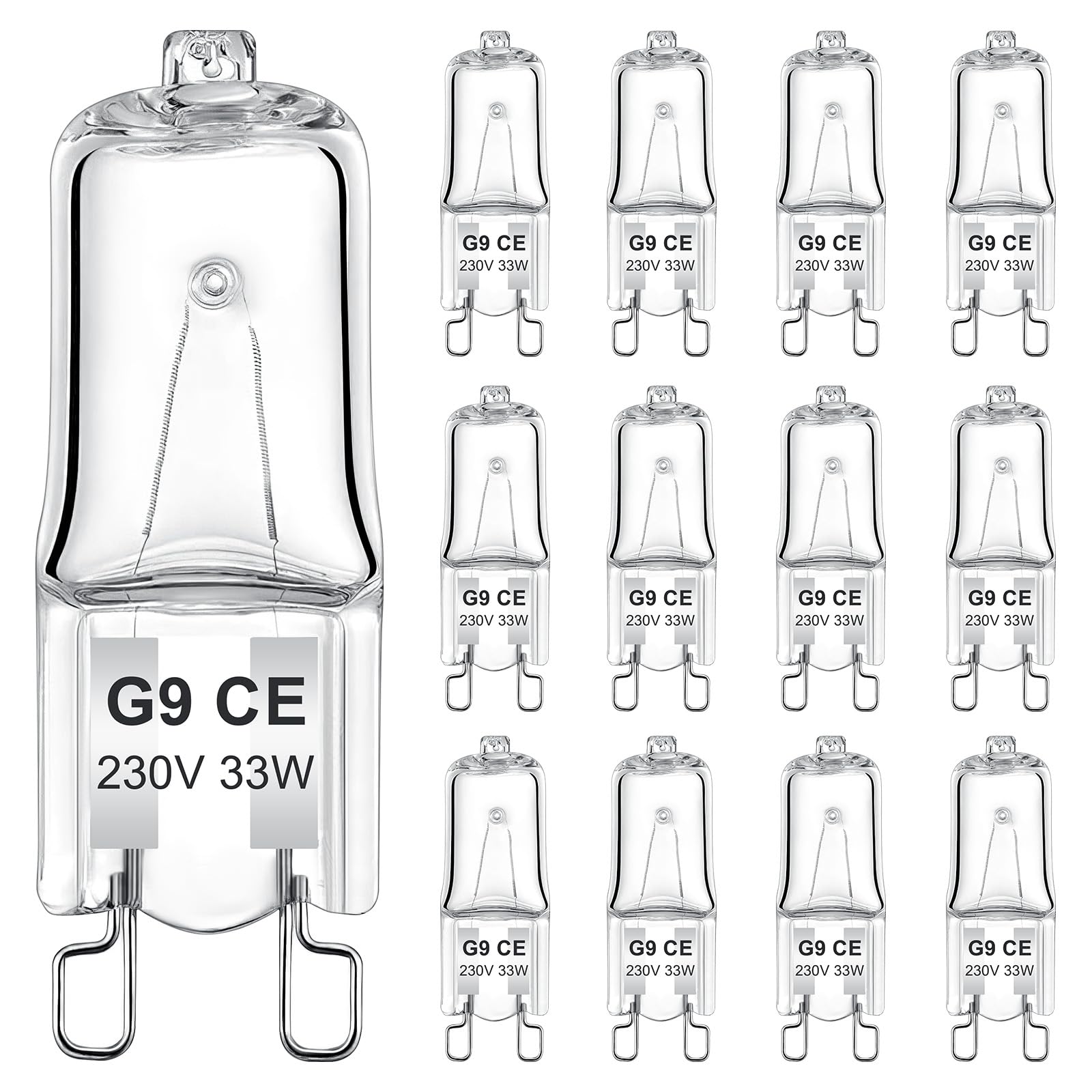 AUZOSL G9 Halogen Bulbs 33W, Bright Light Bulbs (Pack of 12), Energy Efficient Replacement for 33W Bulb