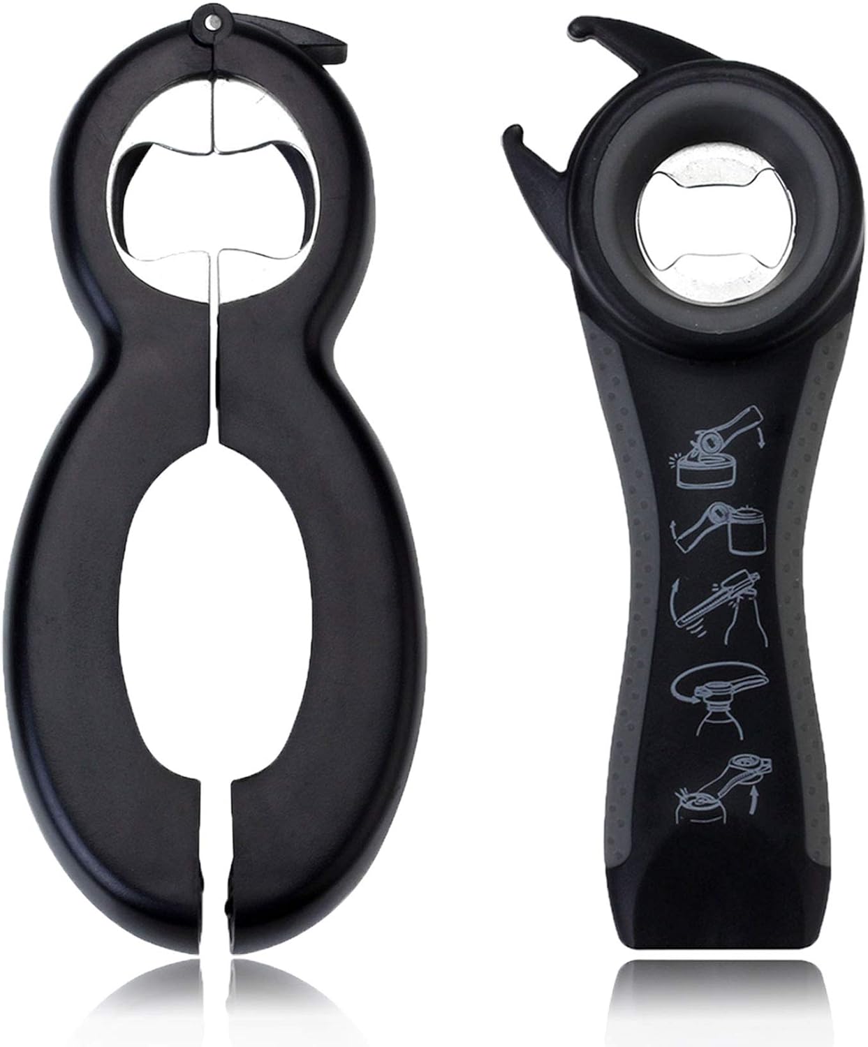 5 in 1 Multi Bottle Opener, WarmHut Manual All in One Jar Bottle Can Opener Kitchen Multi Tools Opener, Lid Twist Off Gripper, for Seniors Rheumatoid Arthritis