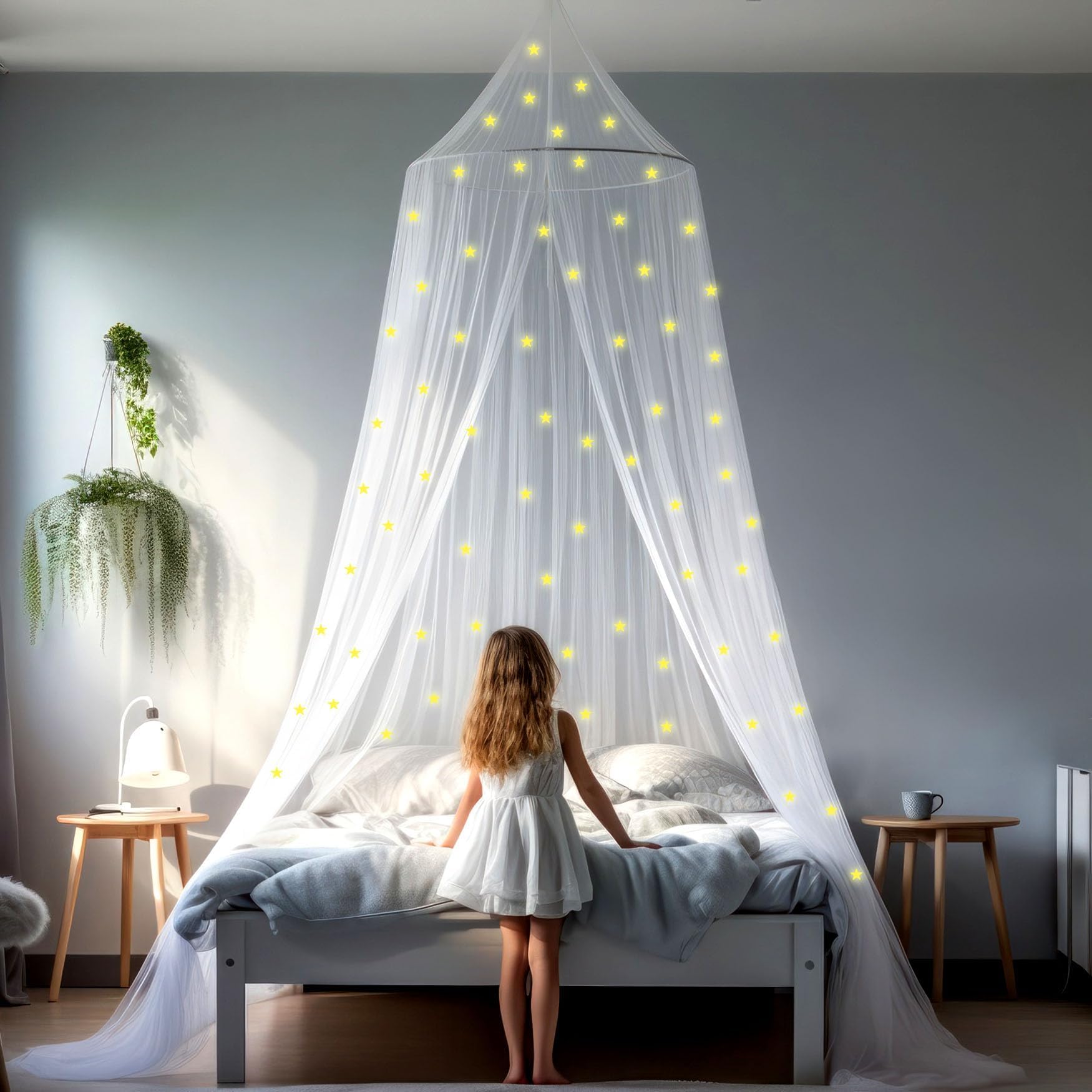 Amazon.com: Daksha Princess Bed Canopy for Girls with Glowing Stars ...