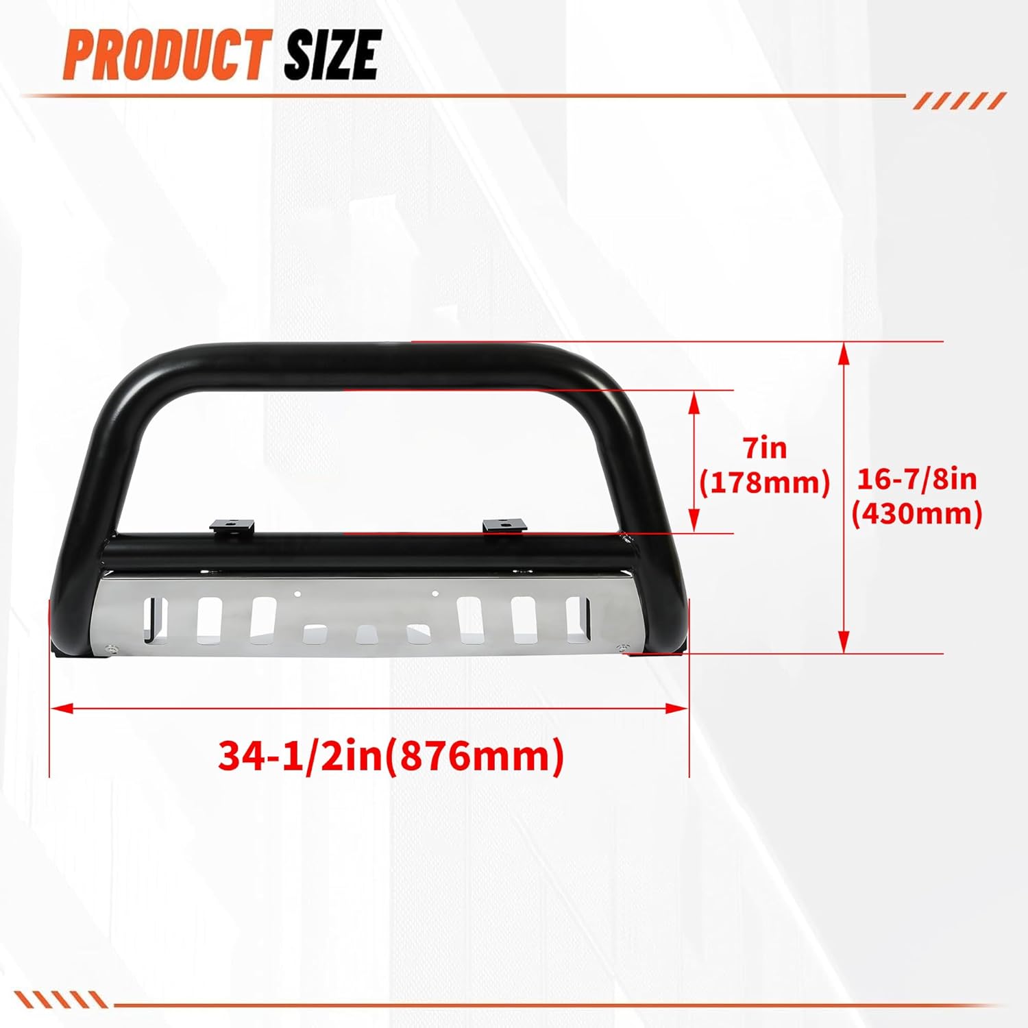 ECOTRIC Bull Bar Compatible with 1998-2004 Toyota Tacoma 1996-1998 Toyota 4Runner 3" Tube Brush Push Grille Guard Front Bumper