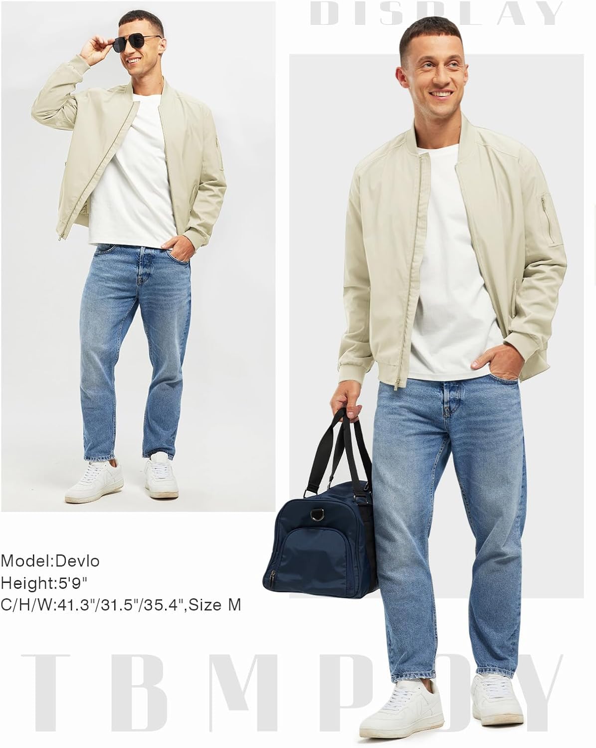 TBMPOY Men's Bomber Jacket Lightweight Spring Windbreaker Light Casual Stylish Fashion Fall Zip up Coats With Pockets