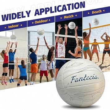 Official Size 5 Leather Soft-Touch White Volley Ball with Pump, Perfect for Indoor, Outdoor, Pool, Beach & Backyard (Deflated)