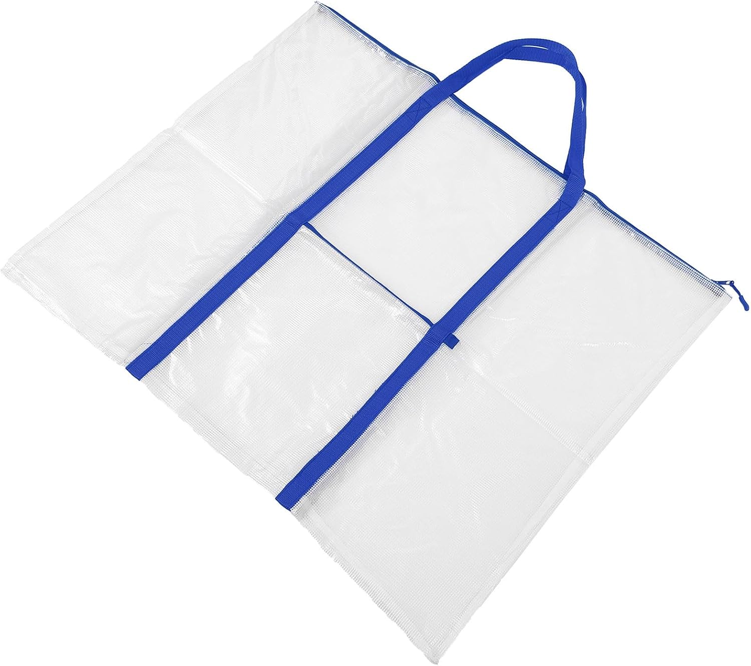 Large Poster Board Storage Bag with Handles, Zippered Art Portfolio Carrier for Paintings and Drawings, White Fabric Bag with Blue Strap for Artists and Students