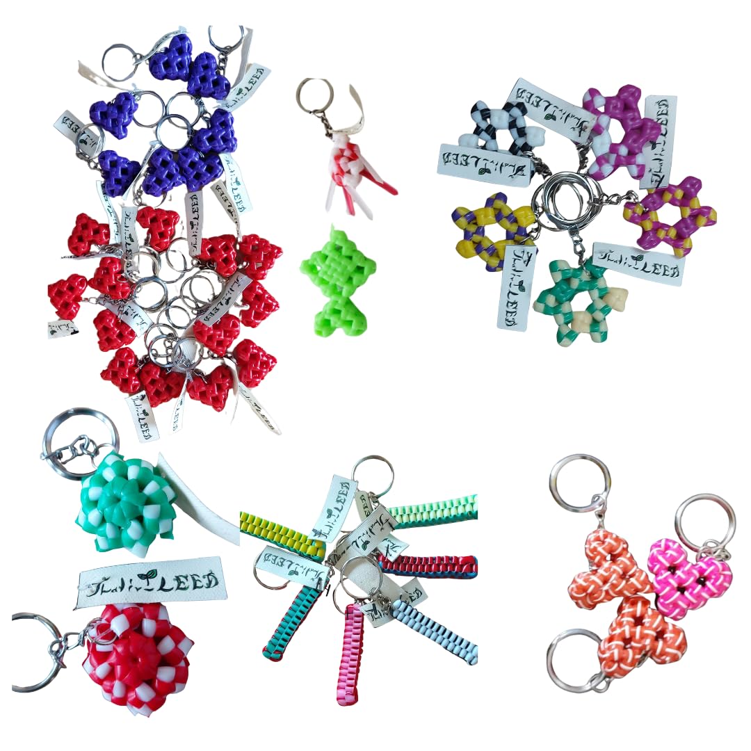 Long lasting Single Keychain I Multicolored Key chain I Handmade plastic unbreakable plastic wire key chains I Customizable | Buy bulk for Return gifts I random designs Assorted l DIY