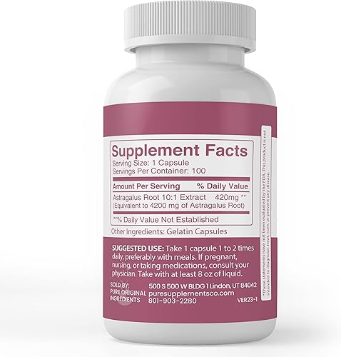 Miniatura 3 de Pure Original Ingredients Extracto de astrágalo, (100 cápsulas) siempre puro, sin aditivos ni rellenos, verificado por laboratorio