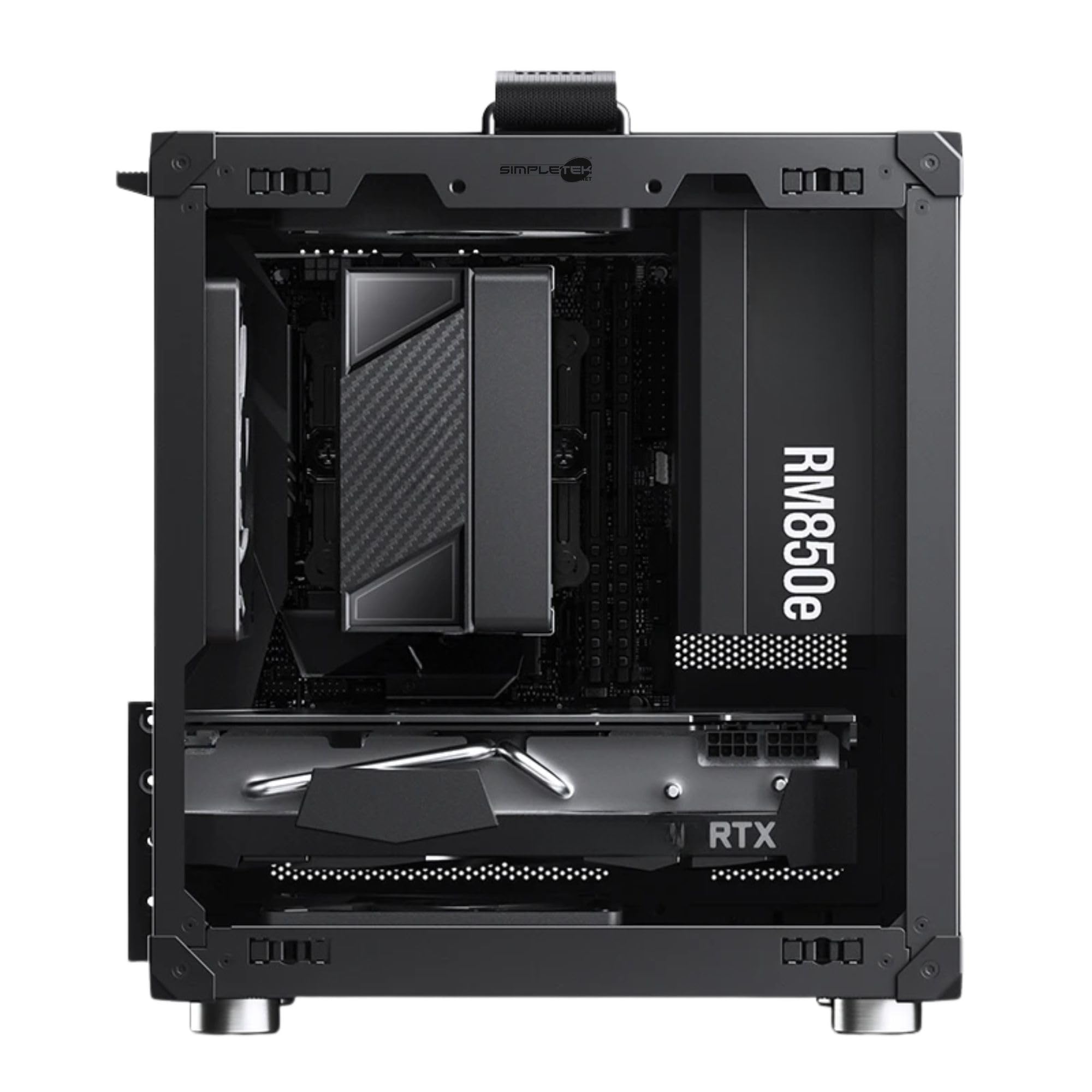 SIMPLETEK - Case Cabinet Compatto per PC Fisso - formato ITX | 1x USB-C 1x USB-A 1x jack | 3x ventole 120 mm