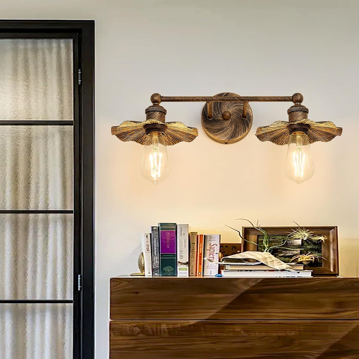 ZGLAOJT 2 Light Vintage Vanity Light Oil Rubbed Bronze Bathroom Light Fixtures Over Mirror.