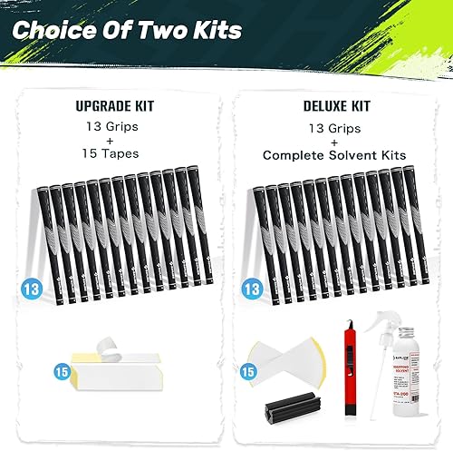 Miniatura 6 de SAPLIZE Paquete de 13 empuñaduras clásicas de goma para golf, alta retroalimentación, antideslizantes, elige entre 13 agarres con 15 cintas o 13