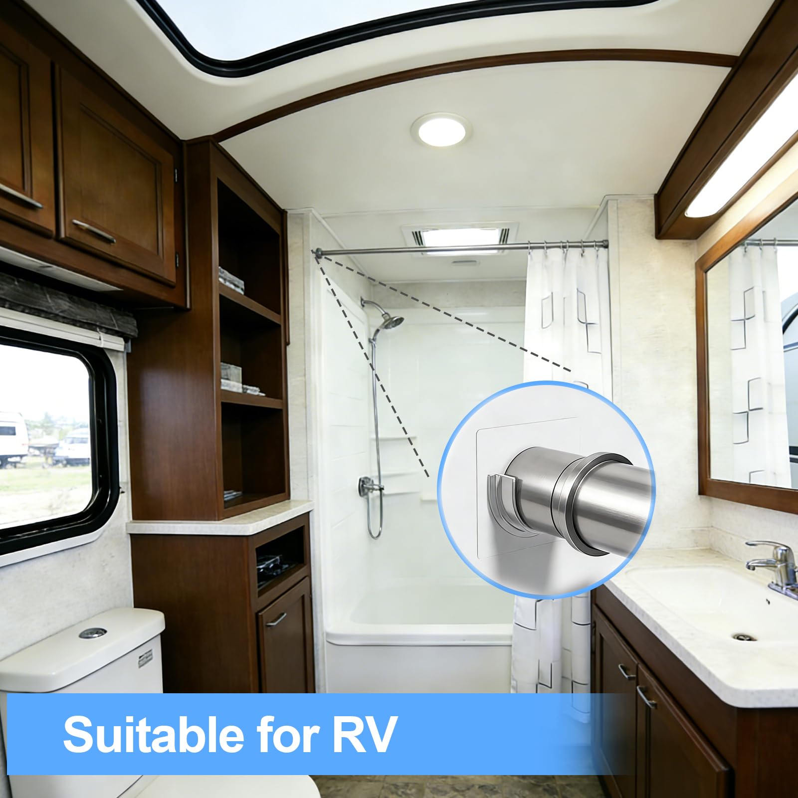 YEHOSHUN Shower Rod Holder with Strong Adhesive 4 Pack Shower Curtain Rod Holder for Wall Tension Curtain Rod — view 6