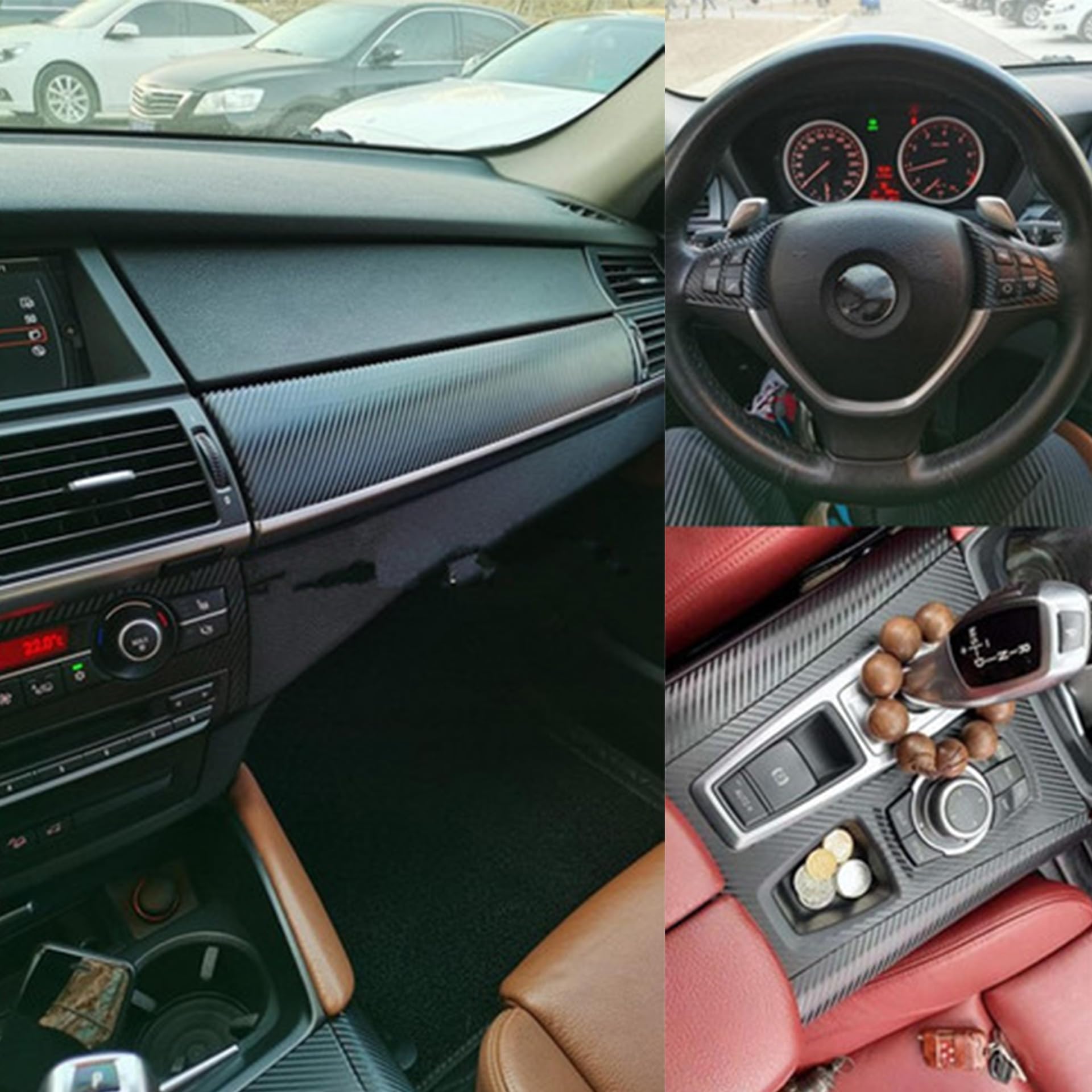  X6 X5 カーボンファイバー 内装パーツセット Amazon.com: GXARTS Black 3D Carbon Fiber Car Interior Decor Kits