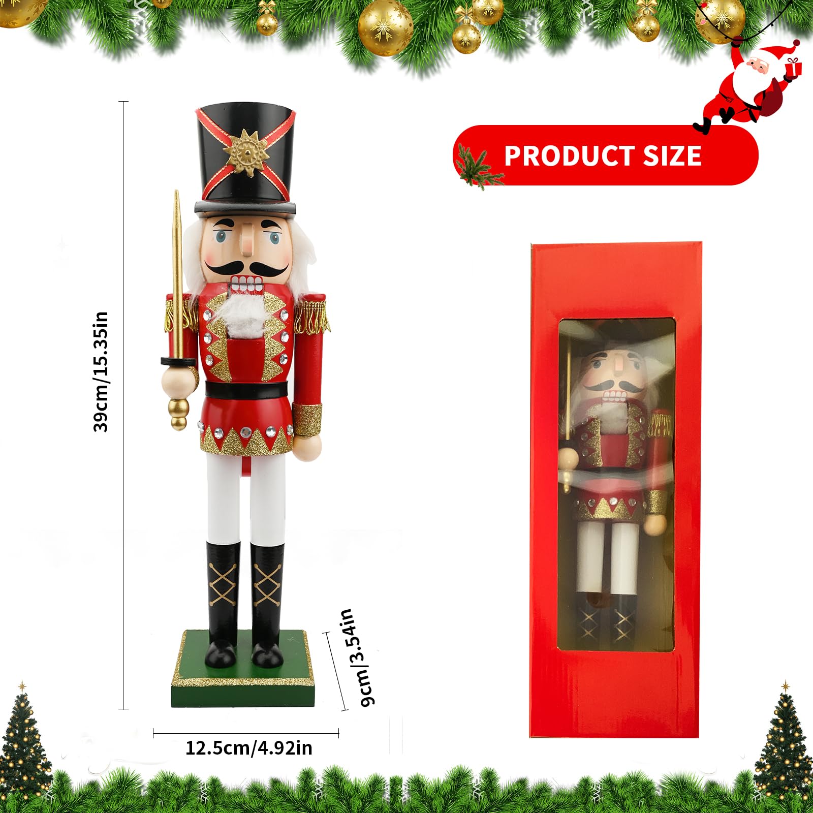 Schiaccianoci Natalizio In Legno 50cm - Soldato Classico Per Decorazioni Natale - Foto 3