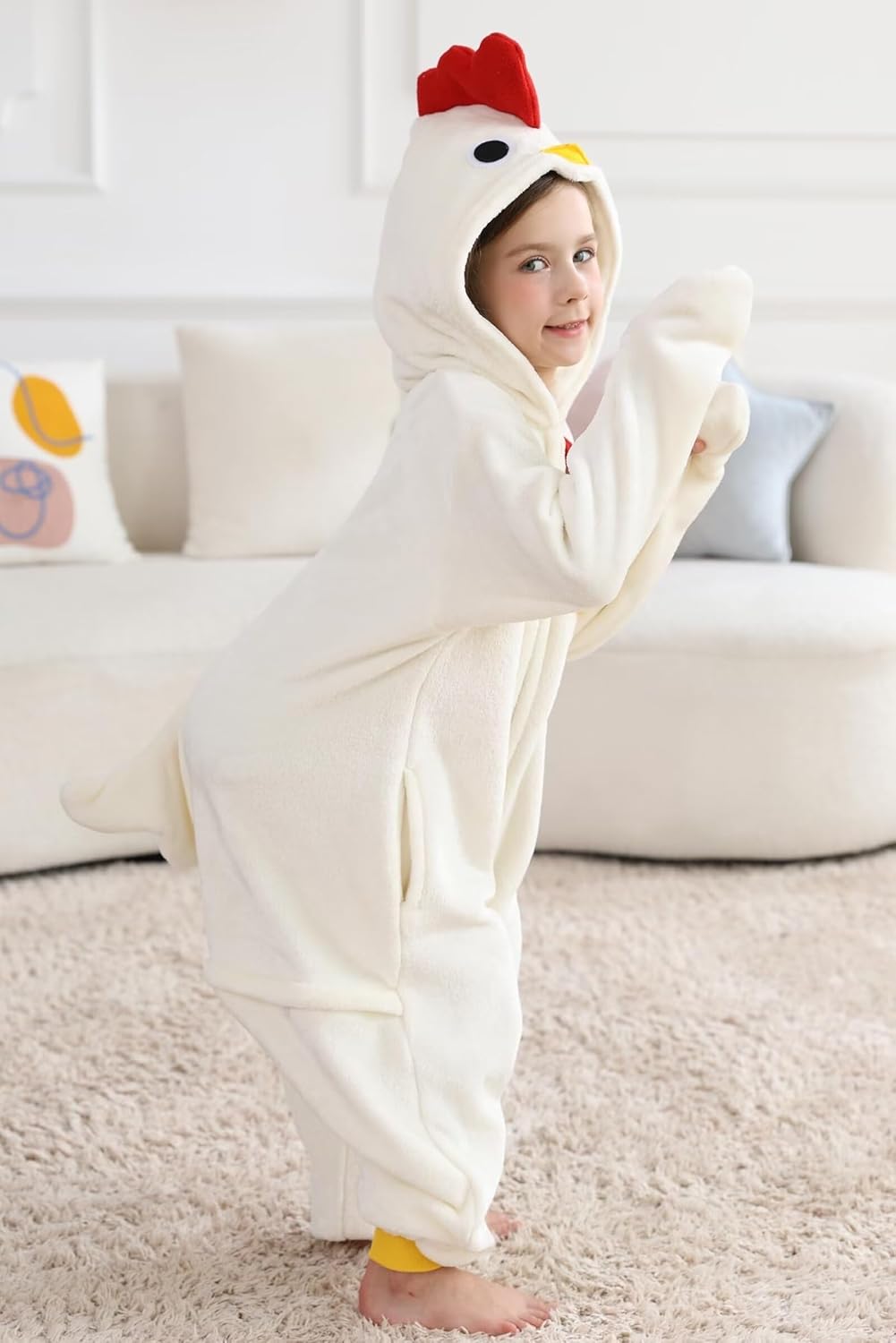 DarkCom Kids Animal Onesie,Women and Mens Cosplay Chicken Onesie Halloween Costume Christmas Pajamas Sleepwear - Image 3