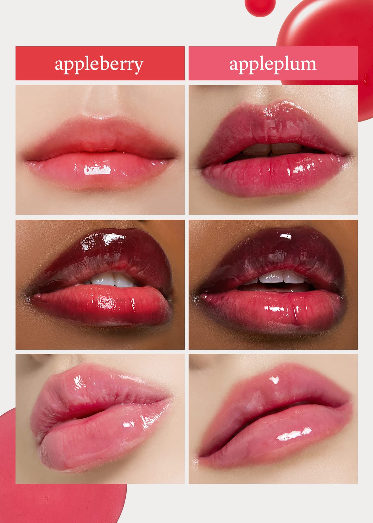 NOONI Korean Lip Oil - Appleberry | Long-Lasting, Moisturizing, Plumping, Revitalizing for Dry Lips, Waterproof, No Peel Off, Hydrating, Nourishing Crystal Clear, Stocking Stuffers, 0.12 FL Oz: 15. Duo (Appleberry & Appleplum)