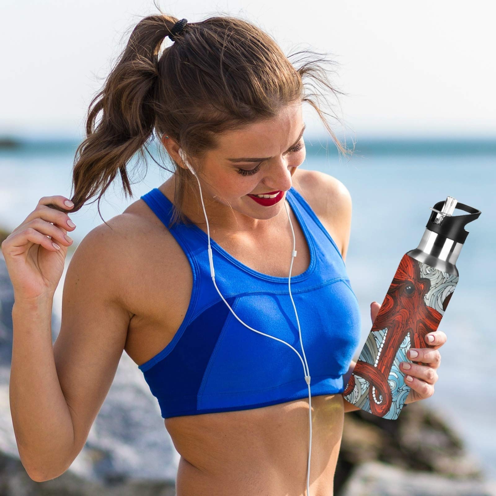 Gourde Isotherme En Acier Inoxydable 600 Ml Jumbrear - Paille Intégrée, étanche, Légère - Pour Sport, Randonnée, Bureau - Sans BPA