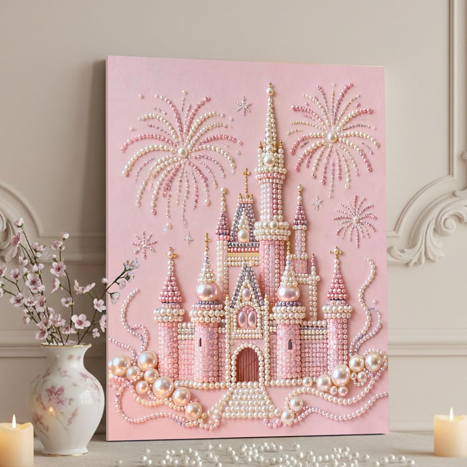Sulunmo with Frame Diamond Art Kits for Adults,5D Pearl Art Diamond Painting Kits for Beginners,DIY Diamond Dots Pearl Paintings Picture Arts Craft for Adults,Home Wall Decor (Castle) 40 * 50cm