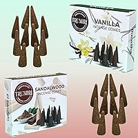 Vista 17 de TRUMIRI Incense Cones - Combo Pack of 20 Cone Incense - 10 Nag Champa + 10 Palo Santo - Insence Cones - Incense Cones Scented - Cone Incense Scents
