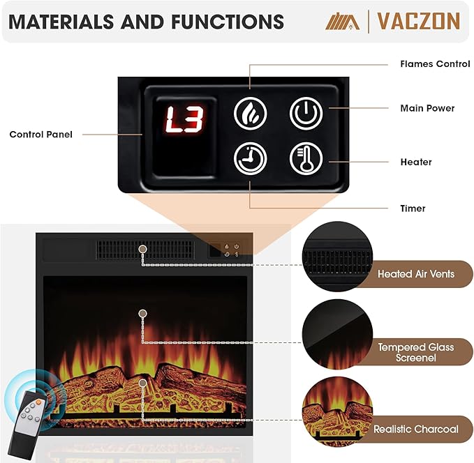 Mueble Rincón con Chimenea Eléctrica 18" para TV hasta 55", Brown miniatura 5