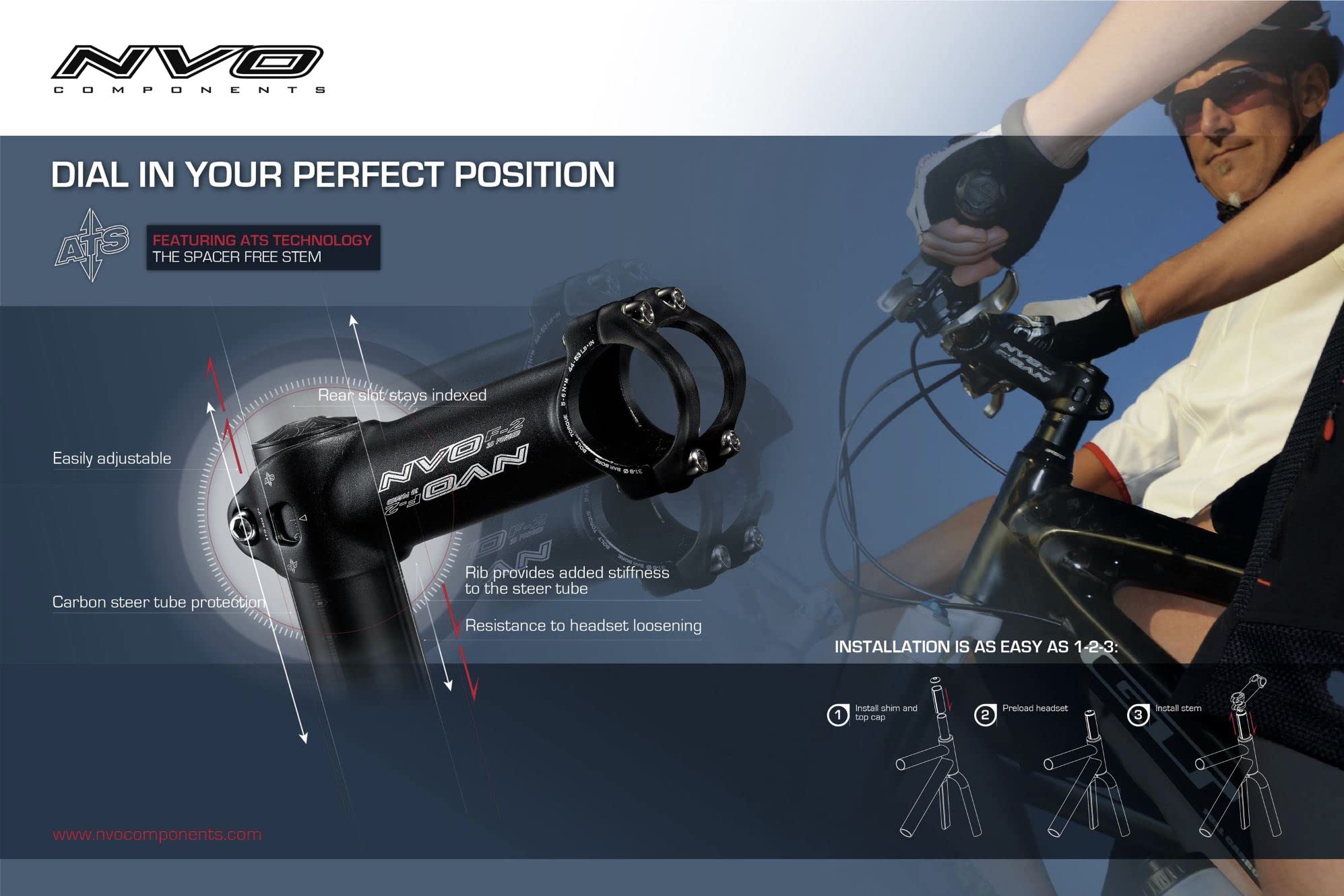 NVO Components TM2 Double Adjustable Bike Stem (95 mm) : Amazon.co 